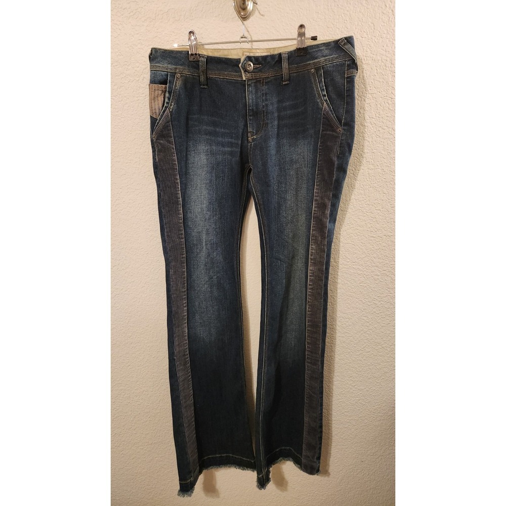 NWT Free People Flare Jeans Corduroy Tuxedo Stripe Raw Hem Women's 28 X 32